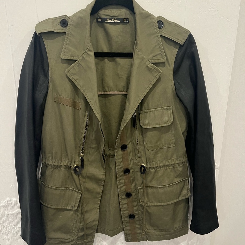 Zara Green and Black Military Field Jacket
